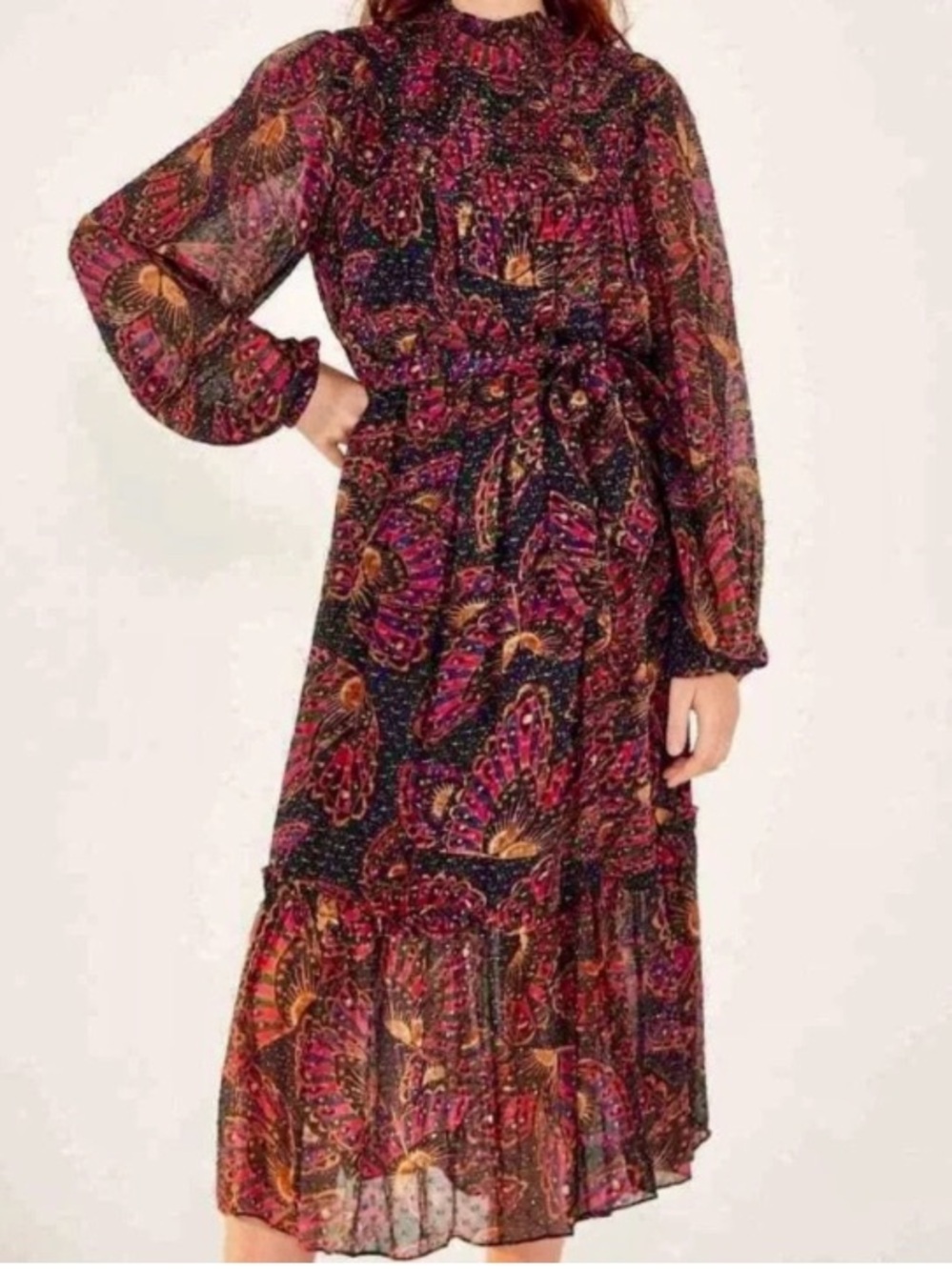 Farm Rio Butterfly Sky MIDI Dress NWT